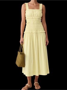 O.P.T. Few Moda Freya Cotton Sundress Pale Yellow Smocking NWT